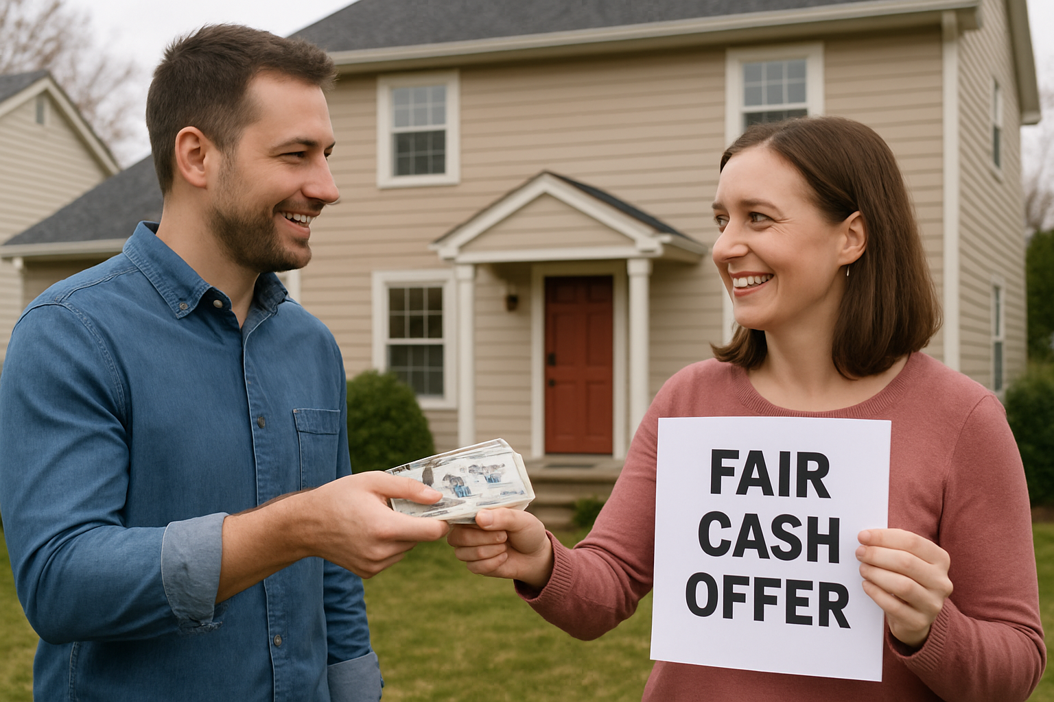 Homeowner receiving a fair cash offer for their house